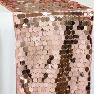 Sequin Table Runner 13”x108” Rose Gold- Big Payette