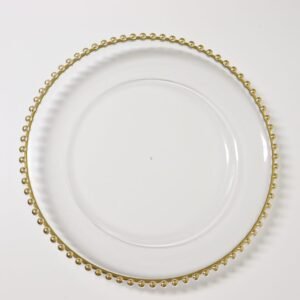 Gold Beaded Rim Charger Plates- Acrylic- 13” Round